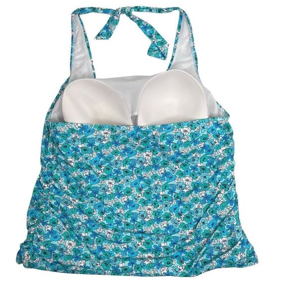 Lands' End Womens Floral Halter Neck Tankini Top Swimwear Multicolor Size 26W - Picture 2 of 16